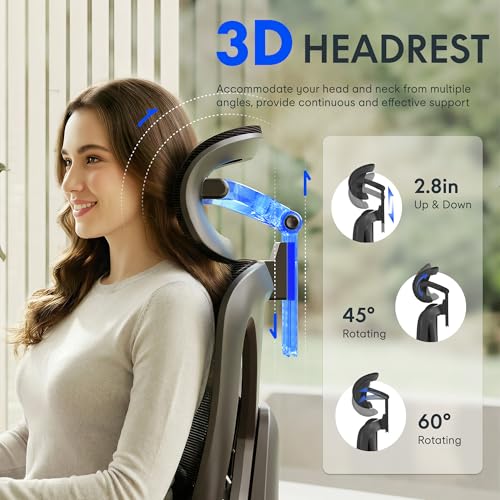 FLEXISPOT ErgoX Premium Ergonomic Office Chair with Footrest- Adjustable 3D Armrests, Dynamic Lumbar Support, Recline & Tilt Function, Mesh Seat, for Home & Office Use,Black - Image 11