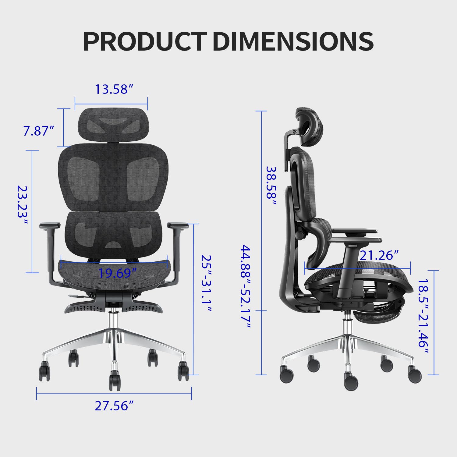 PatioMage Ergonomic Office Chair, Big and Tall Desk Chair with Adjustable Lumbar Support & Seat Depth, High Back Computer Chair, Swivel Mesh Chairs with Wheels for Home Office, Black - Image 7