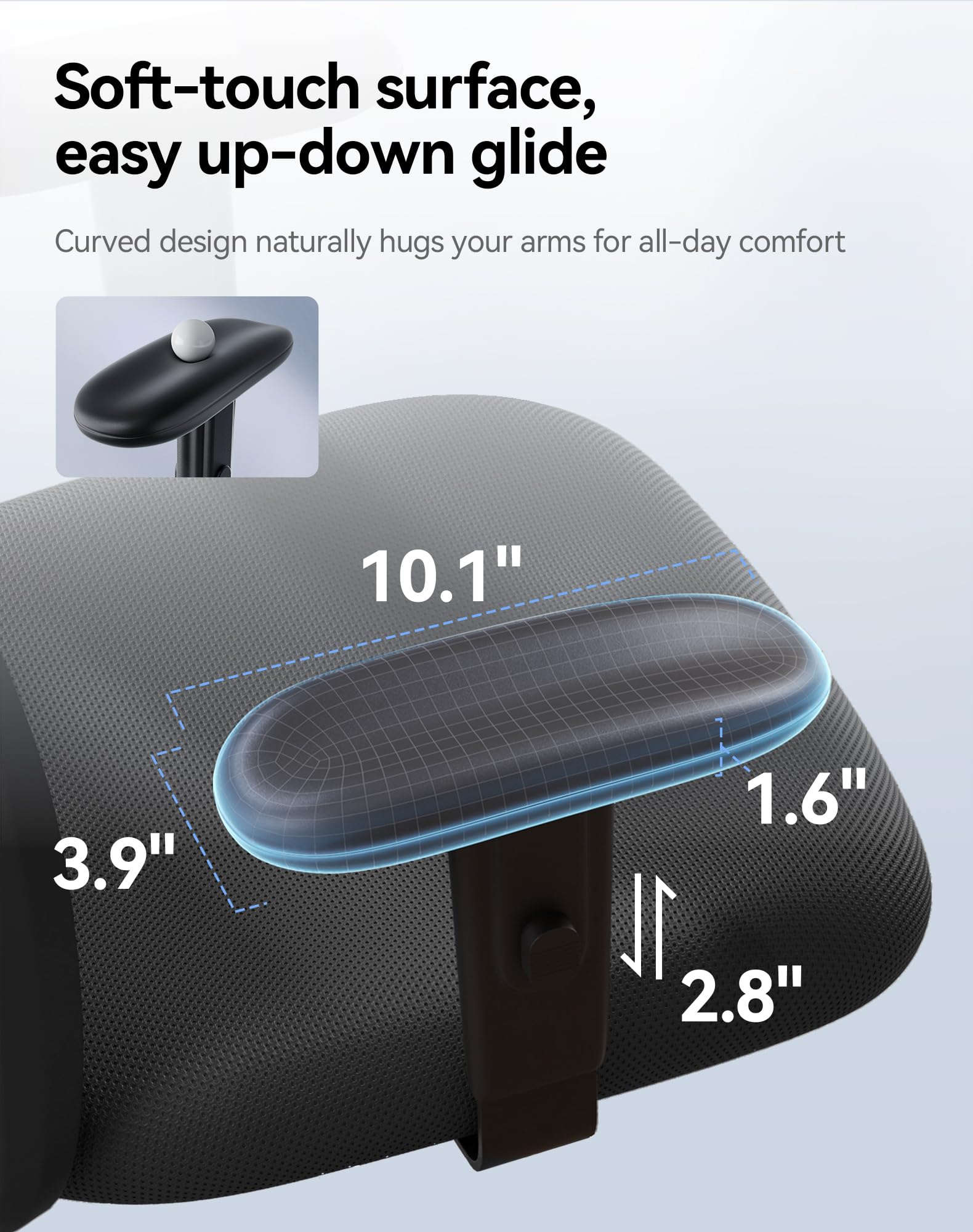 SIHOO M18 Ergonomic Office Chair, High Back Mesh Desk Chair with Adjustable Headrest & Lumbar Support, 330lbs Capacity Computer Chair with 2D Armrests & Wide Cushion, Tilt Lock, for Home Office-Black - Image 5